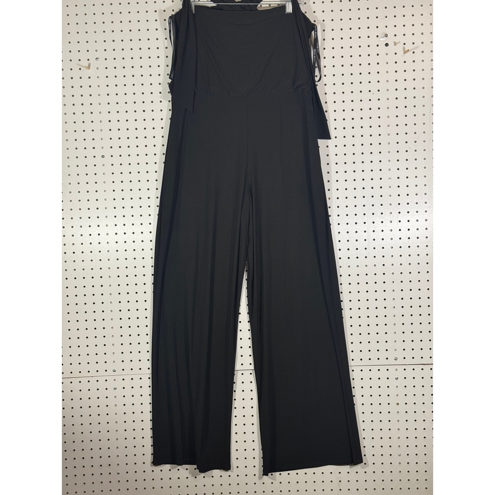 Bisou Bisou Michele Bohbot Black Halter Wide Leg Jumpsuit Size 12 X131571B